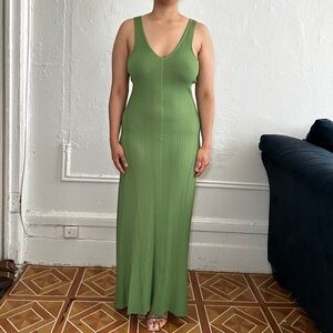 Green knitted Ribbed midi Dress - Zara Small